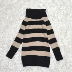 private beach【F】ボーダーニット タートルネック チュニック