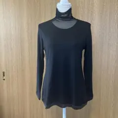 シャルレ　ブラック シアー素材タートルネック 長袖トップス　Ｌサイズ