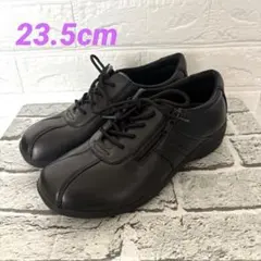 ムーンスターイブ❣️ブラックレザーコンフォートシューズ　ジッパー付き23.5cm