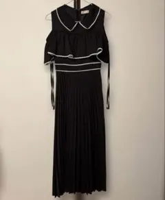 AnMILLE レース ショルダー カット ワンピース フリル 黒