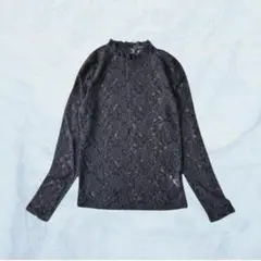 ダブルクローゼット ハイネックブラウス 総レース 長袖 透け感 大人 4825