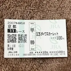 JRA 京都競馬場 単勝馬券 ダイワスカーレット 新馬戦 - メルカリ