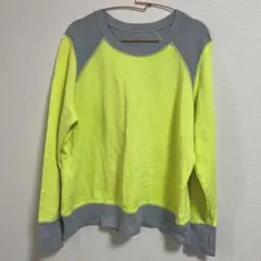 長袖 トップス カットソー 蛍光イエロー グレー