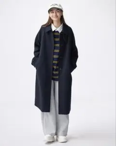 【新品・美品】 GU コージーメルトンバルマカーンコート ネイビー　M