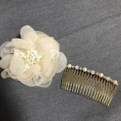 お花とパールのコサージュ&髪飾りセット