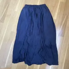 portcros　ギャザー　総ゴムロングスカート　ネイビー