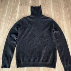 ユニクロ カシミヤ タートルネックセーター L ダークグレー カシミヤ100%