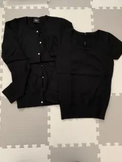 VICKY カーディガン&半袖ニットアンサンブル　ブラック　2（Mサイズ相当）