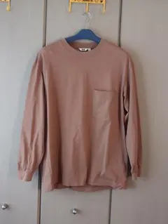ユニクロ　メンズ　クルーネックTシャツ　ブラウン　ロンT　XL