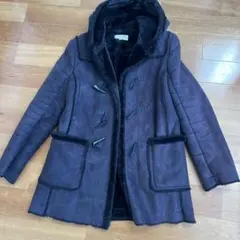 ダークブラウン フード付きダッフルコート