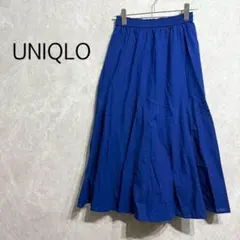 a0289【ユニクロ】ロングスカート フレア M 無地 カジュアル レディース