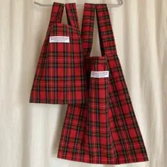 ハンドメイド　エコバッグ　大小2点セット　ロイヤルスチュアートタータンチェック