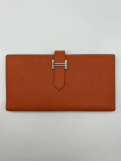 HERMES エルメス　べアン　長財布　オレンジ　レア　超美品のサムネイル