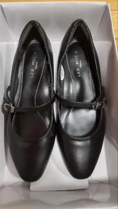 牛革 22.5 LES MUES ブラック パンプス
