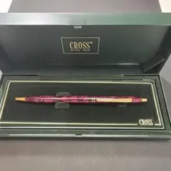 CROSS ボールペン マーブル柄 ゴールドトリム 専用ケース付き
