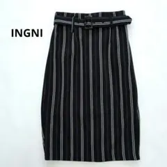 INGNI イング ナロー タイトスカート M ストライプ ネイビー 裏地付きのサムネイル
