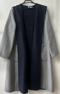 ナノユニバースリバーシブルフードコート ネイビー×ライトグレー