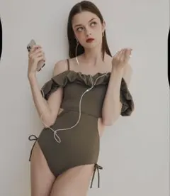 Mili affinity 2WAYフリルオフショルサイドリボンスイムウェア水着