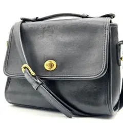 COACH ハンドバッグ 2way ショルダーバッグ レザー ターンロック 黒