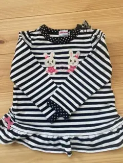 Miki House ウサギ刺繍 長袖Tシャツ 90cm