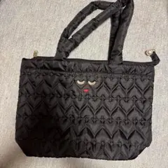 アジョリーハートキルティング ブラック トートバッグ