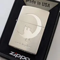 Cat＆Moon☆ZIPPO　シルバー　新品　送料無料　キャット　シンプル