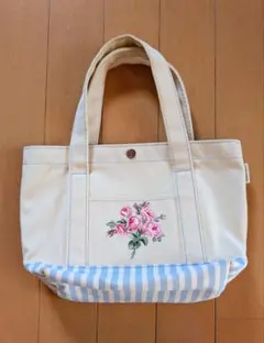 美品　LAURA ASHLEY ミニトートバッグ バンチェッドロージズ