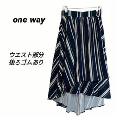 3053M　ワンウェイ　フレアスカート　ロング・ひざ丈ネイビー　　ストライプ　紺