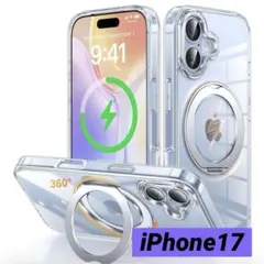 iPhone 17 用 ケース Magsafe対応 ワイヤレス充電 360°回転