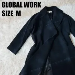 グローバルワーク テーラード ロングコート M 黒 シンプル 無地 【342】