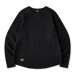 Vガゼット入り　ワッフルラグランスリーブロングTシャツ