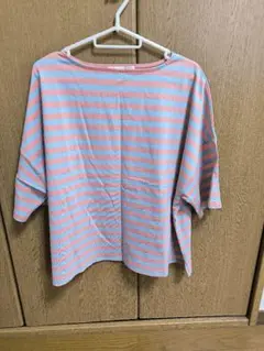 Cheer オレンジ・ブルー ストライプ Tシャツ