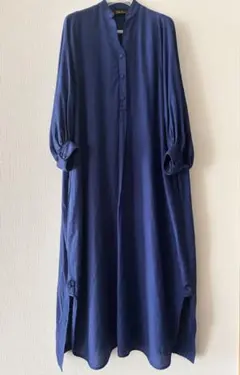 美品 Pale Jute ペールジュート リネンワンピース ロング ラピスブルー Pale Jute ペールジュート リネンワンピース ロング丈ラピスブルー