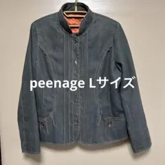 デニム風ジャケット Lサイズ　レディース　peenageレトロ　上着　濃灰系