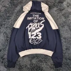 美品 メンズパーカー トップス M 白 ネイビー バイカラー