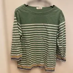 メンズGLOBAL WORK グリーンストライプ Tシャツ L