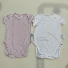 UNIQLO ベビー 肌着 半袖ロンパース 80cm 2枚セット（白、ピンク）