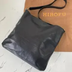 HIROFU✨2wayショルダーバック　本革　A4収納可　型押しロゴ　保存袋