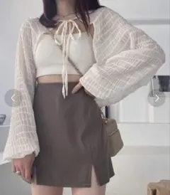 Heather ヘザー シアーボレロカーディガン アイボリー