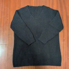 レディースネイビーVネックニット長袖フリーサイズ