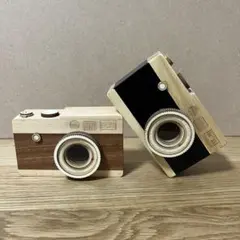 カルディ 木製 カメラ型 小物入れ ブラウン ブラックのサムネイル