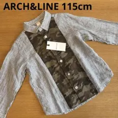 新品タグ付き　ARCH&LINE 115cm ストライプ迷彩ボタンシャツ 麻