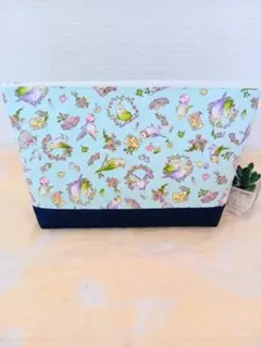 オムツポーチ(インコちゃんミント×デニム)