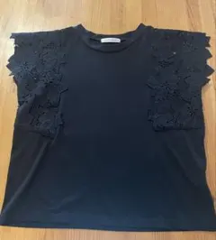 &.NOSTALGIA レース切替 半袖Tシャツ ブラックのサムネイル