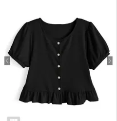 GRL ニットトップス フリル 黒 ブラック dk1680 Freesize