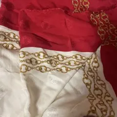 CHANEL シャネル スカーフ チェーン柄 レッド ホワイト