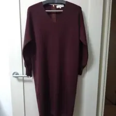 BEAMS バーガンディ Vネック ワンピース M