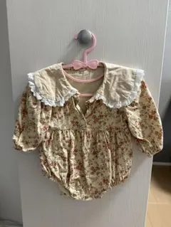 花柄ロンパース フリル付き襟 95cm以下