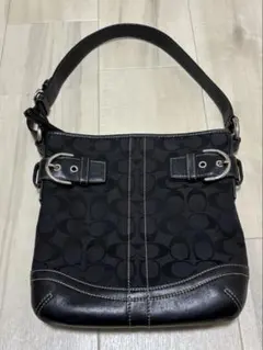 (美品)コーチ COACH ショルダーバッグ シグネチャー ブラック 黒
