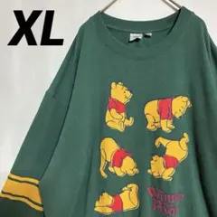 古着 USA古着 スウェット　Disney pooh プーさん　緑　XL